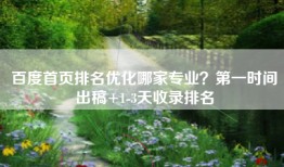 百度首页排名优化哪家专业？第一时间出稿+1-3天收录排名