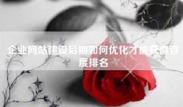 企业网站建设后期如何优化才能获得百度排名